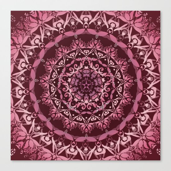 Dusky Pink Floral Damask Mandala Canvas Print
