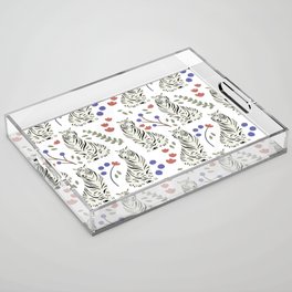 The Tigers & Floral Doodle Pattern -  Acrylic Tray