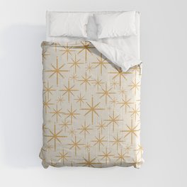 Twinkling Mid Century Modern Starburst Pattern Cream and Muted Mustard Gold Comforter