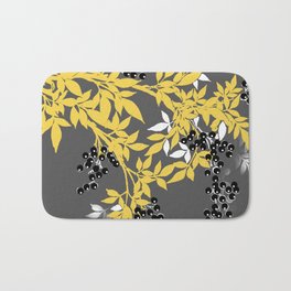 TREE BRANCHES YELLOW GRAY  AND BLACK LEAVES AND BERRIES Bath Mat | Fashion, Berry, Foilage, Tree, Branch, Yellow, Blackberries, Branches, Saundramylesart, Yellowflowers 
