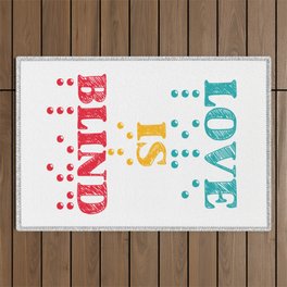 Love Is Blind Braille - Heart Blindness Awareness Outdoor Rug