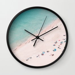 Beach Bliss - Aerial Beach photography by Ingrid Beddoes Wall Clock | Photo, Aerialbeachphoto, Beachprint, Wallart, Beachseries, Beachumbrellas, Oceanprint, Artprint, Pastelbeach, Seaphotography 