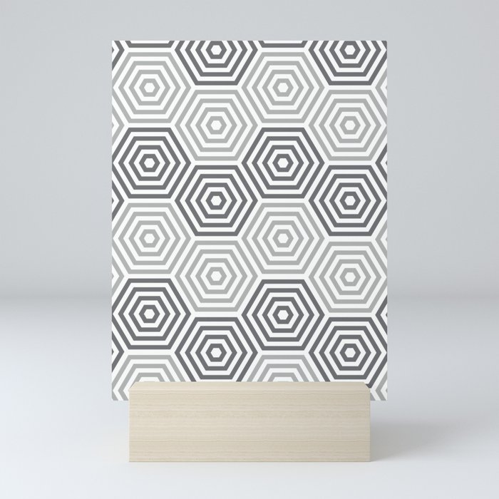 Gray Lines Hexagon Mini Art Print