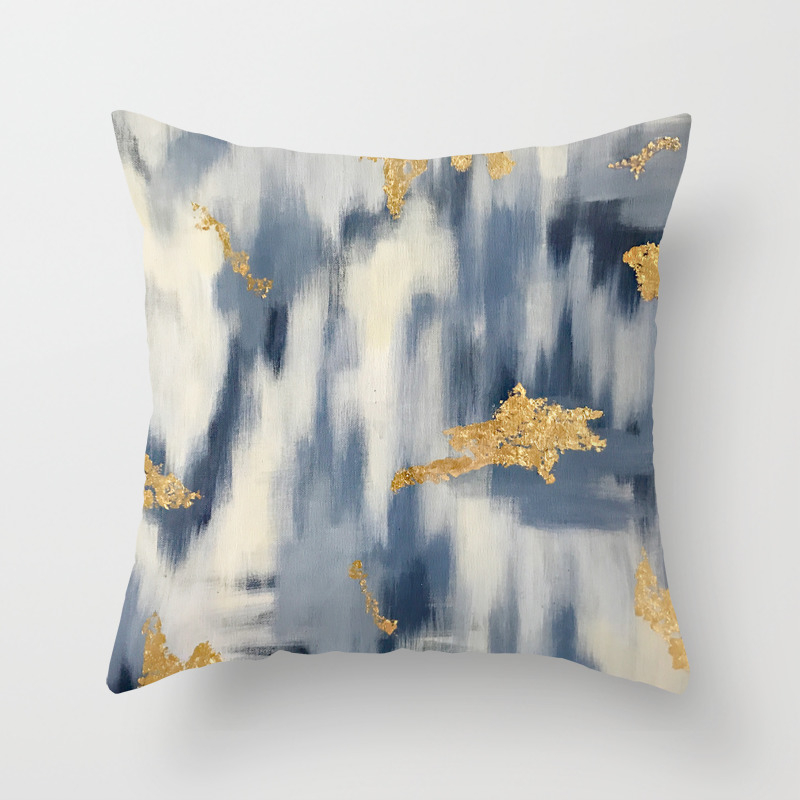 Blue And Gold Ikat Pattern Abstract Throw Pillow By Brushedinbold Society6