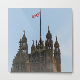 Great Britain Photography - Victoria Tower With The Great Britain Flag Metal Print