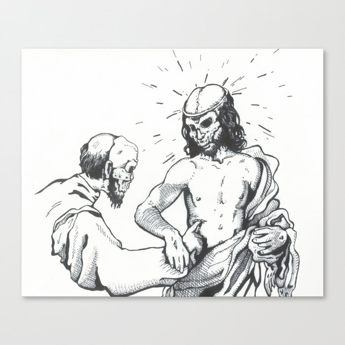 Jesus and Doubting Thomas Canvas Print