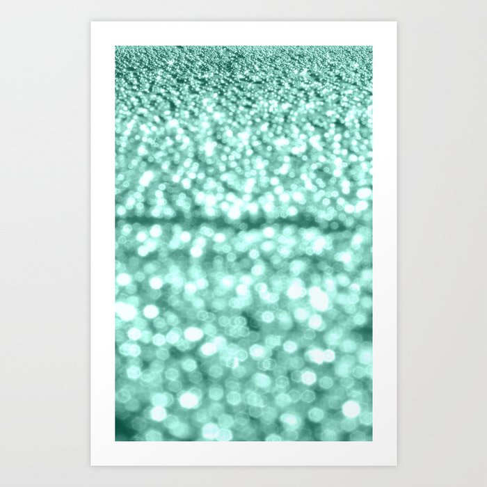 Mint Glitter Sparkles Art Print