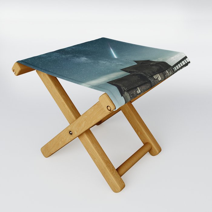 Shooting star; meteor shower on the plains twilight magical realism milky way galaxy color photograph / photography portrait Folding Stool