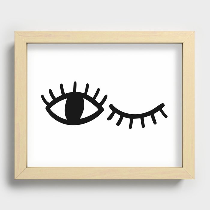 Eyes with Eyelashes Winking Recessed Framed Print
