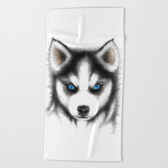 Siberian Husky Beach Towel