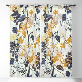 Wildflowers, Floral Prints in Yellow and Blue Blackout Curtain