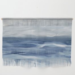 Ocean Waves Abstract Landscape - Navy Blue & Gray Wall Hanging