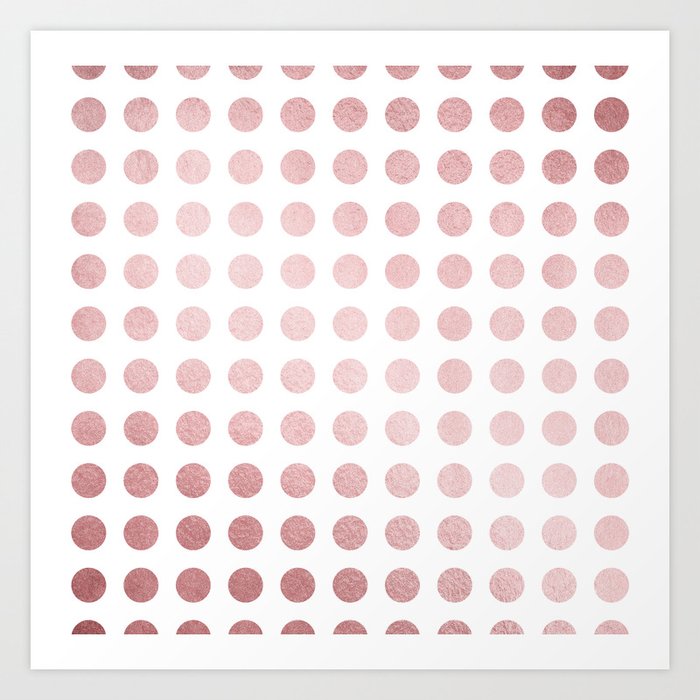 Simply Polka Dots in Rose Gold Sunset and White Art Print