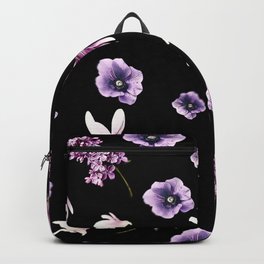 floral art Backpack | Lilac, Pattern, Digital, Watercolor, Pop Art, Curated, Urple, Flowers, Graphicdesign 