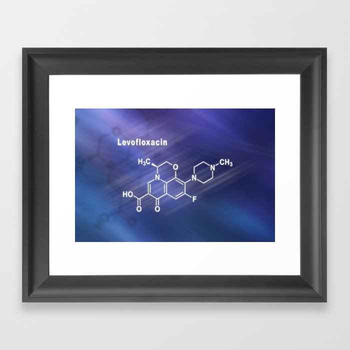 Levofloxacin antibiotic drug, Structural chemical formula Framed Art Print