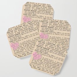 Love Dictionary Page With Sketchy Pink Heart Coaster