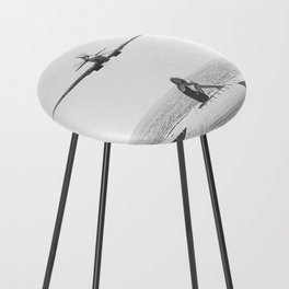Steady As She Goes; aircraft coming in for an island landing black and white photography- photographs Counter Stool