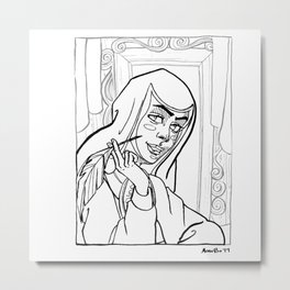 Sor Juana POP Metal Print | Girlpower, Blackandwhite, Drawing, Ink Pen 