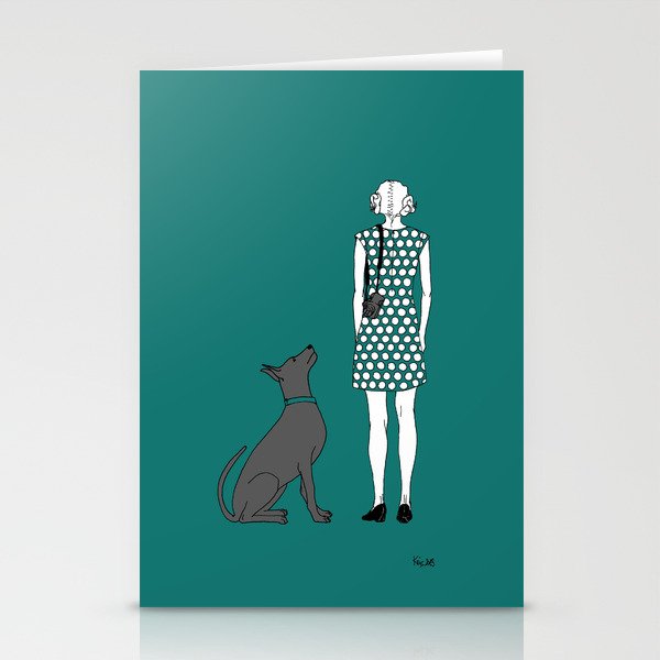 Photographer girl and dog Stationery Cards