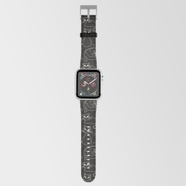 Fun black cat line art pattern Apple Watch Band