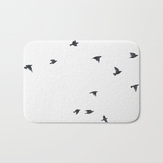 Ravens Birds in Black and White Bath Mat