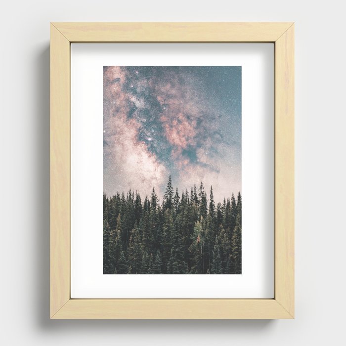 Milky Way Stars Forest Recessed Framed Print