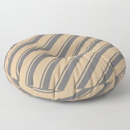 [ Thumbnail: Dim Gray & Tan Colored Lined Pattern Floor Pillow ]