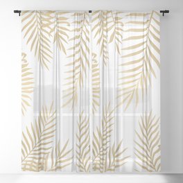 Gold palm leaves Sheer Curtain