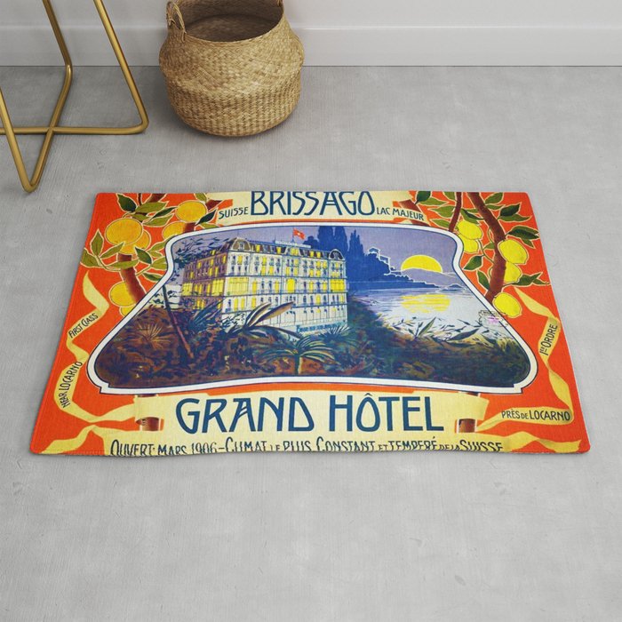 1905 Grand Hotel Isole di Brissago Ticino, Switzerland Advertisement Poster Rug