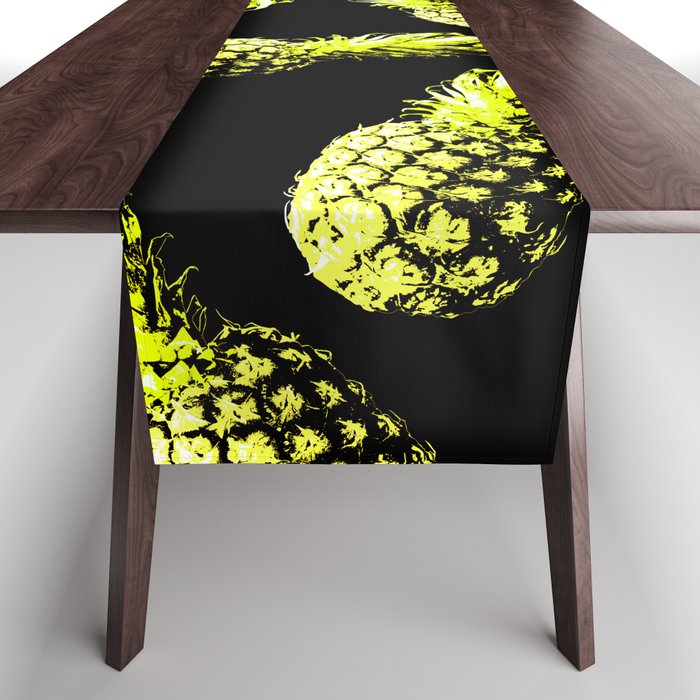 Pineapple Pattern on Black Table Runner