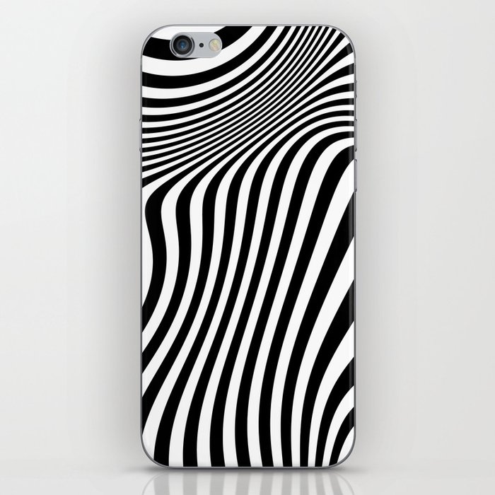 Retro Shapes And Lines Black And White Optical Art iPhone Skin