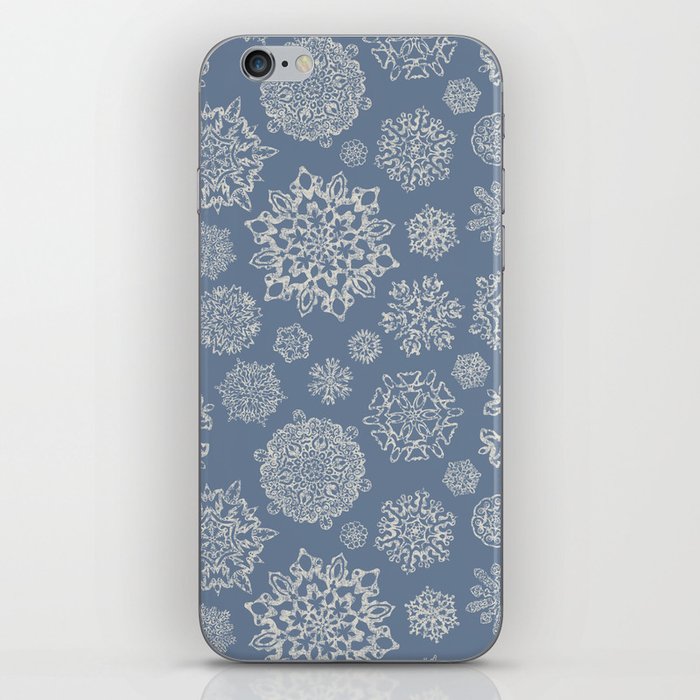Merry Christmas- Abstract christmas snow star pattern on fresh gray  I iPhone Skin