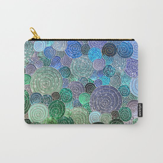 Abstract blue& green glamour glitter circles and polka dots for ladies Carry-All Pouch