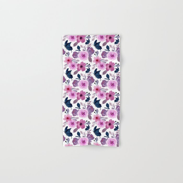 Watercolor butterfly and pink flowers Hand & Bath Towel