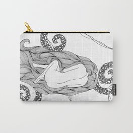 Horror Vacui. Carry-All Pouch | Black and White, Illustration, People, Pattern 