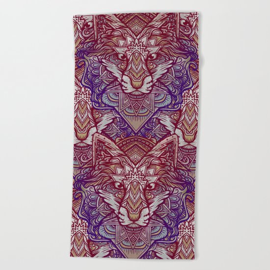 Wolf Ornament Beach Towel