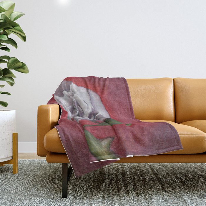 White Rose Throw Blanket by Bad Bunny Society6