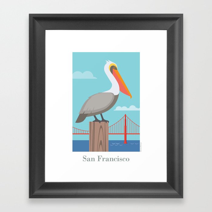 San Francisco: Brown Pelican Framed Art Print