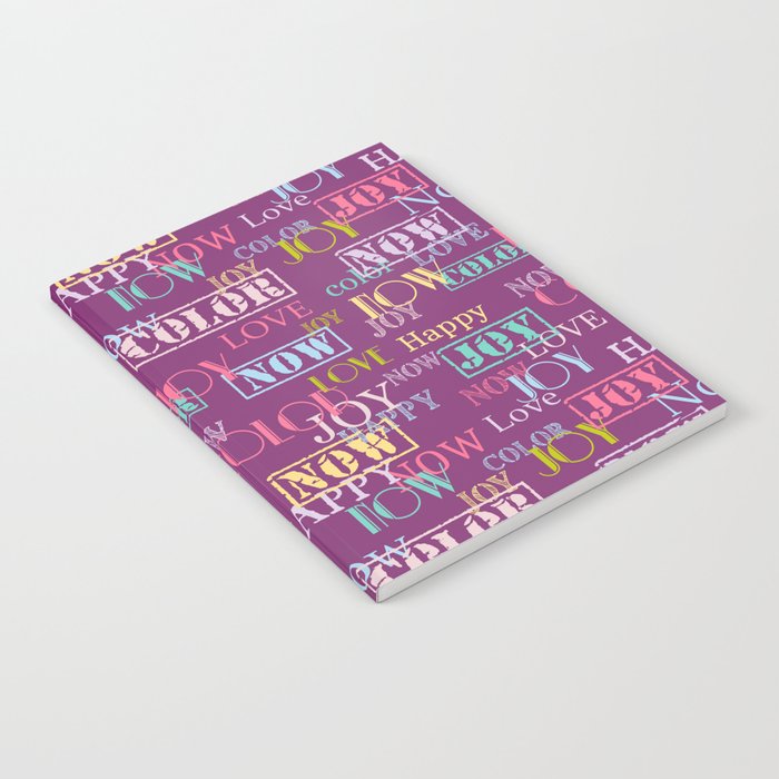 Enjoy The Colors - Colorful typography modern abstract pattern on Hollyhock purple color Notebook
