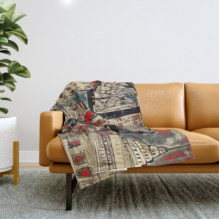 Juanty City with Red and Black Throw Blanket