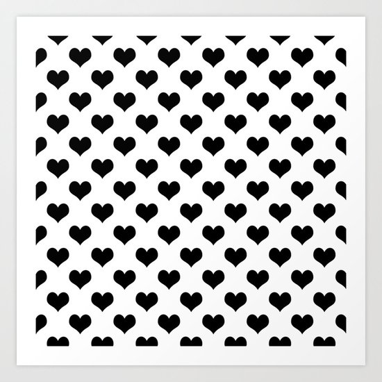 White Black Hearts Minimalist Art Print