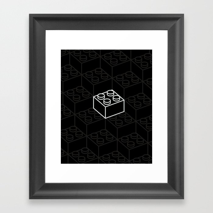 2x2 Legoblock Black pattern Framed Art Print