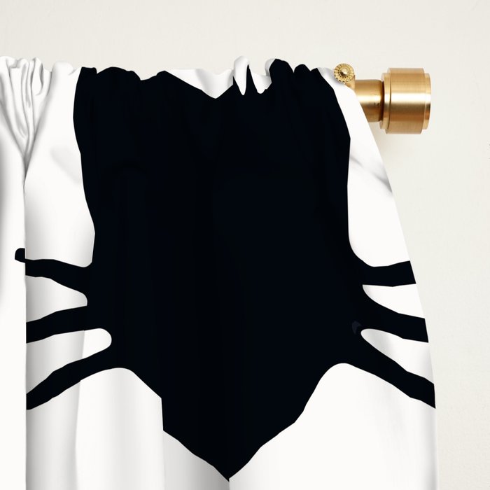Black And White Kitteh Cat Outline Blackout Curtain By