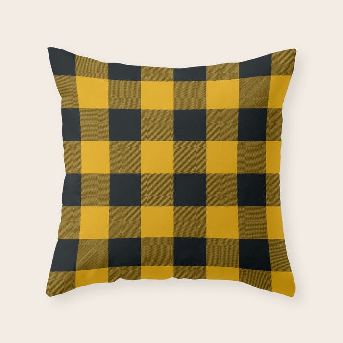 yellow buffalo check pillows