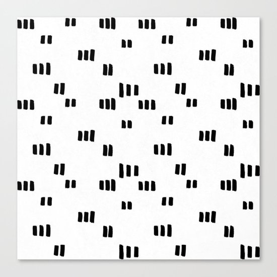 Line Dot Black Paint on Paper Canvas Print