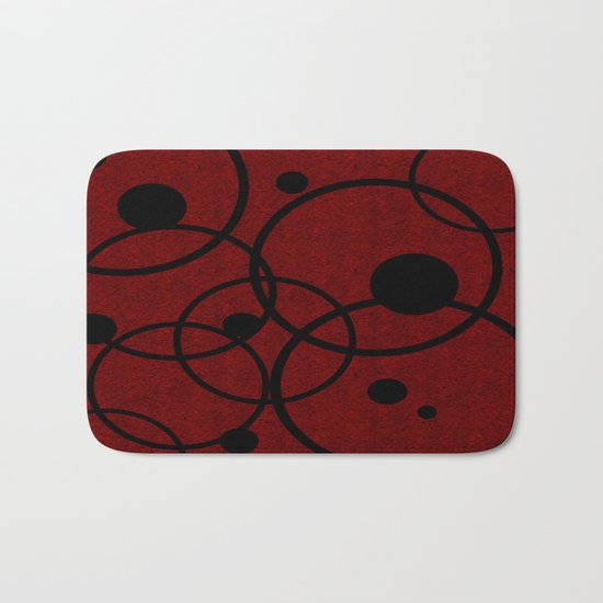 Red with Black Circles Bath Mat