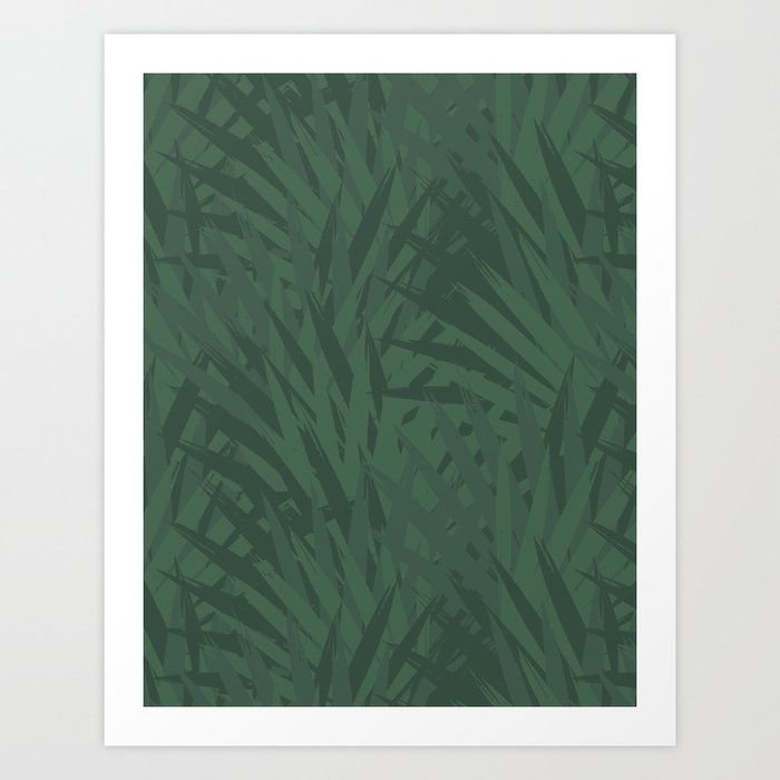 Modern Tropical Leaves Jungle Dark Night Art Print