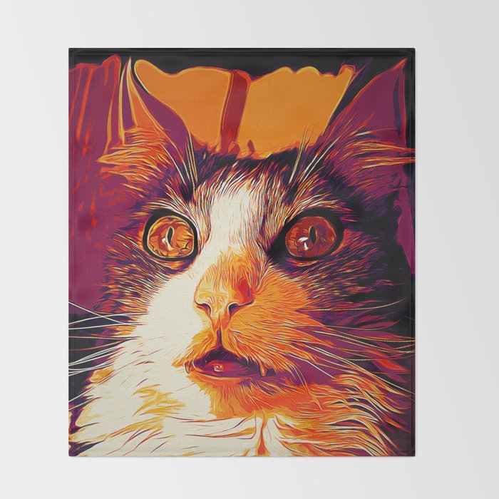 Norwegian Forest Cat Omg Vector Art Late Sunset Throw Blanket By