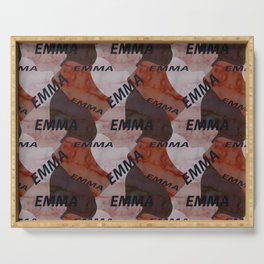  Emma pattern in brown colors and watercolor texture Serving Tray