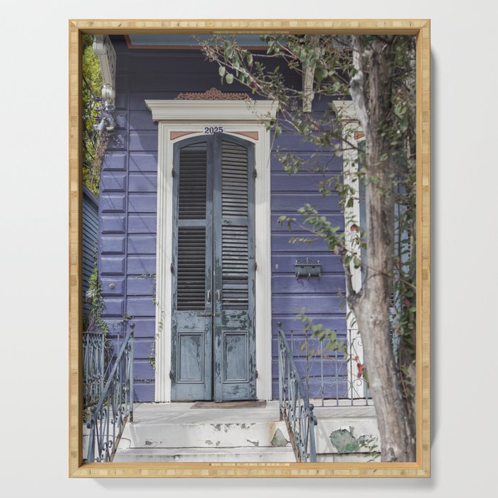 New Orleans Blue Marigny Door Serving Tray